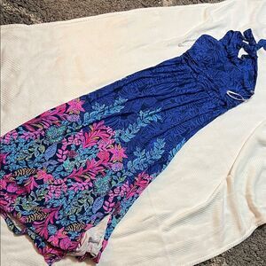 Lilly Pulitzer ORLA MAXI DRESS, AEGEAN NAVY CALYPSO COAST ENGINEERED KNIT DRESS